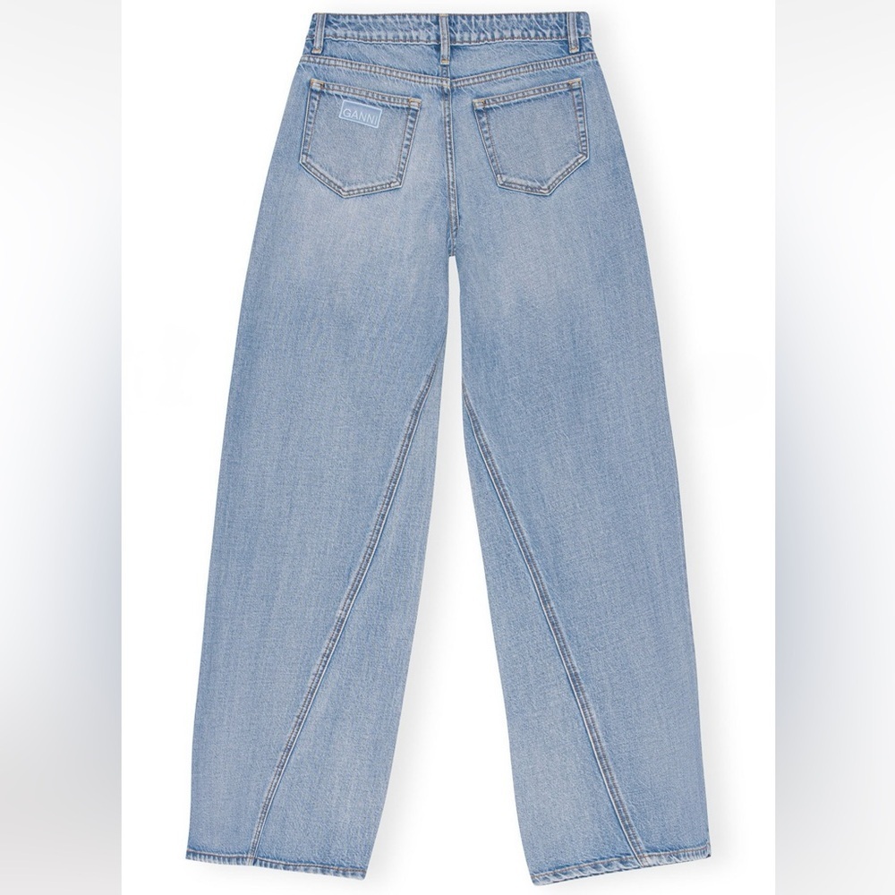Ganni Jozey Relaxed Wide Fit, Mid Rise Full Length Jean in light Blue Vintage - Picture 6 of 14